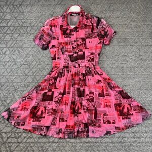 Urban Outfitters Pink Music Festival Newsprint‎ Mini Dress Size Small